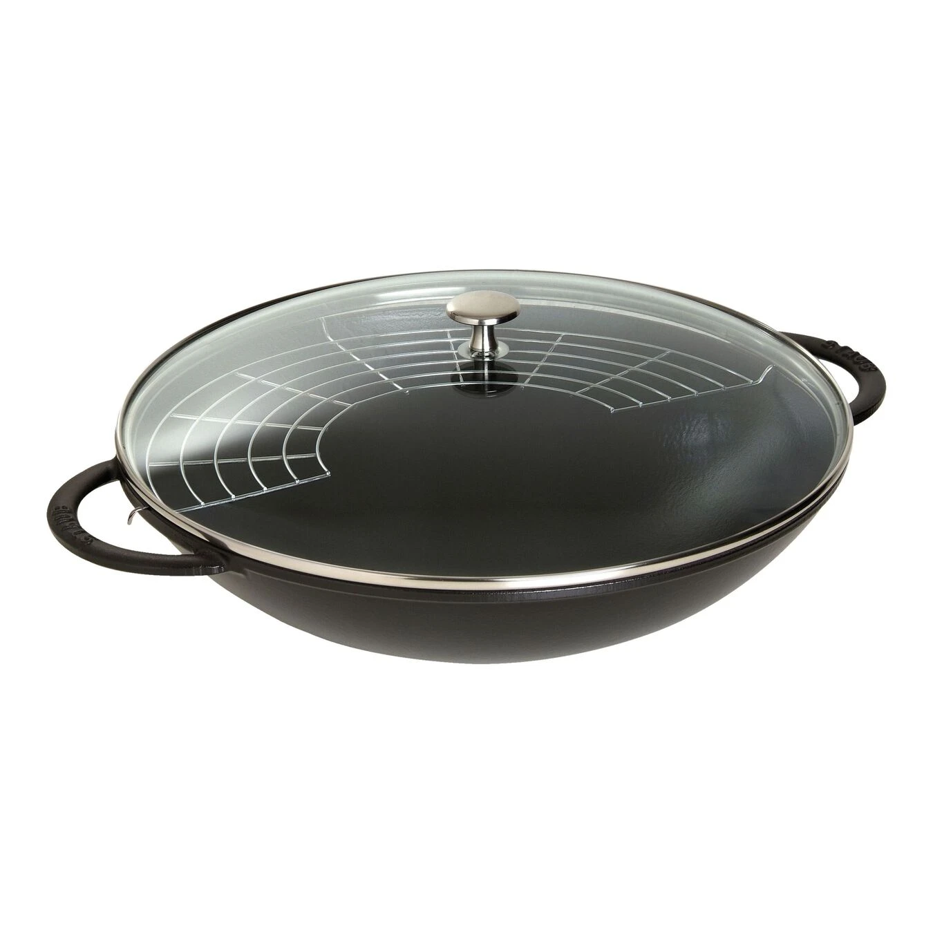 Staub Wok Con Tapa De Cristal 37 Cm, Hierro Fundido, Negro 3 Staub Wok Con Tapa De Cristal 37 Cm, Hierro Fundido, Negro