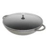 Staub Wok Con Tapa De Cristal 37 Cm, Hierro Fundido, Gris Grafito