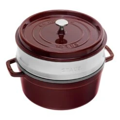 Staub Cocotte Con Vaporera 26 Cm, Redondo, Granadina, Hierro Fundido