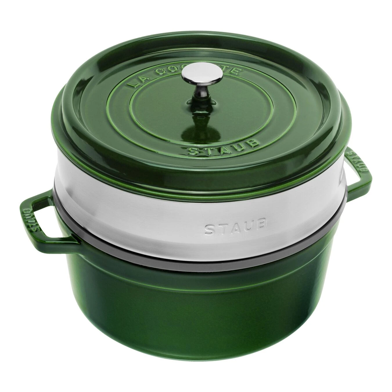 Staub Cocotte Con Vaporera 26 Cm, Redondo, Albahaca, Hierro Fundido 3 Staub Cocotte Con Vaporera 26 Cm, Redondo, Albahaca, Hierro Fundido