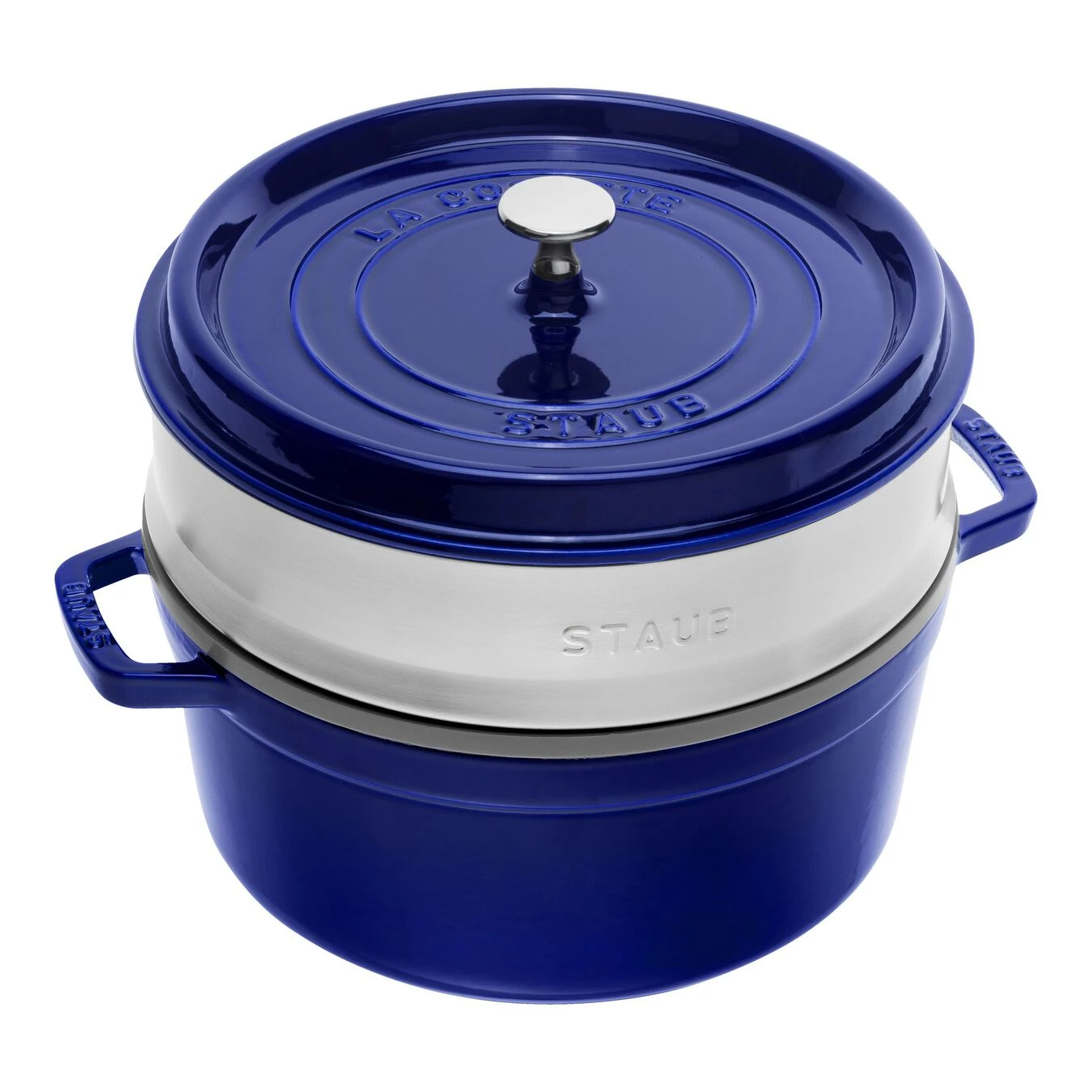 Staub Cocotte Con Vaporera 26 Cm, Redondo, Azul Oscuro, Hierro Fundido 3 Staub Cocotte Con Vaporera 26 Cm, Redondo, Azul Oscuro, Hierro Fundido
