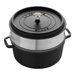 Staub Cocotte Con Vaporera 26 Cm, Redondo, Negro, Hierro Fundido
