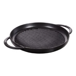 Staub Plancha 30 Cm, Redondo, Negro, Hierro Fundido