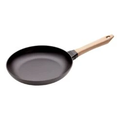Staub Sartén Con Mango De Madera 26 Cm, Hierro Fundido, Negro