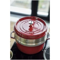 Staub Cocotte Con Vaporera 26 Cm, Redondo, Cereza, Hierro Fundido -Staub Verkoop 424418877