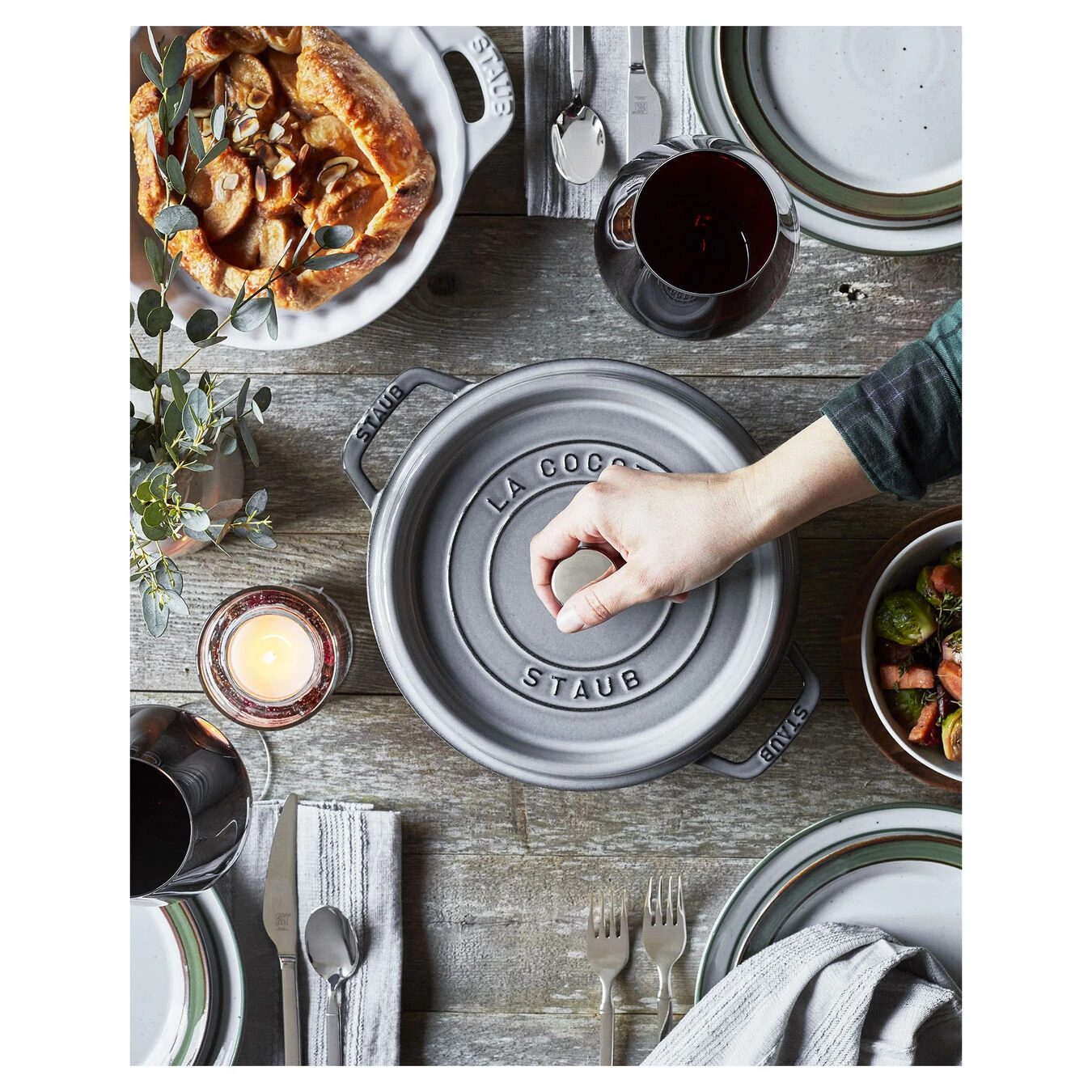 Staub Cocotte 24 Cm, Redondo, Gris Grafito, Hierro Fundido 6 Staub Cocotte 24 Cm, Redondo, Gris Grafito, Hierro Fundido - Imagen 4