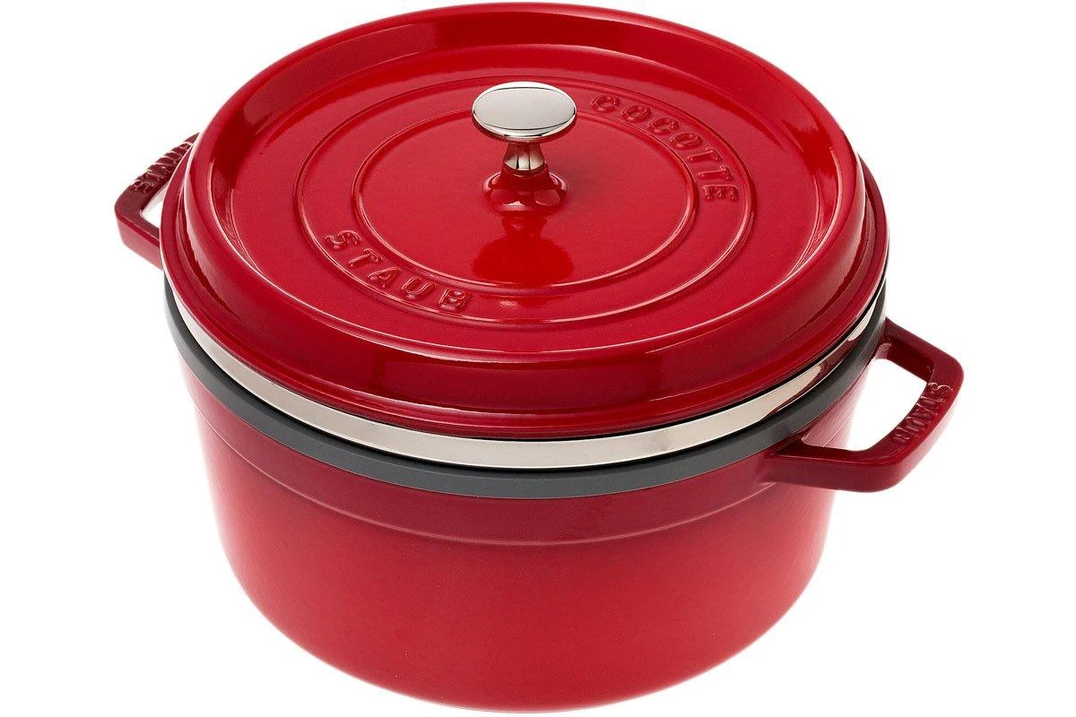 Staub Cocotte - Cocotte 26cm, 5,2L, Rojo Con Bandeja De Vapor 3 Staub Cocotte - Cocotte 26cm, 5,2L, Rojo Con Bandeja De Vapor
