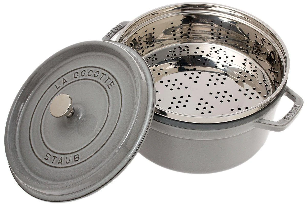 Staub Cocotte - Cocotte 26cm, 5,2L, Gris Con Bandeja De Vapor 4 Staub Cocotte - Cocotte 26cm, 5,2L, Gris Con Bandeja De Vapor - Imagen 2